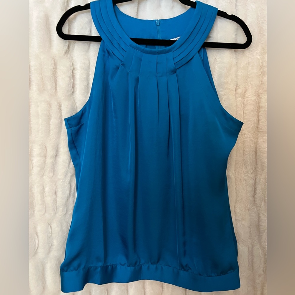 NWT.  Calvin Klein turquoise satin blouse size M